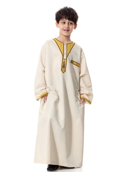 Eid Muslim Kids Abaya Jubba Thobe Dress Kimono Boy Thobe Thawb Caftan for Children Ramadan Long Robes Dress Dubai Arab 2025