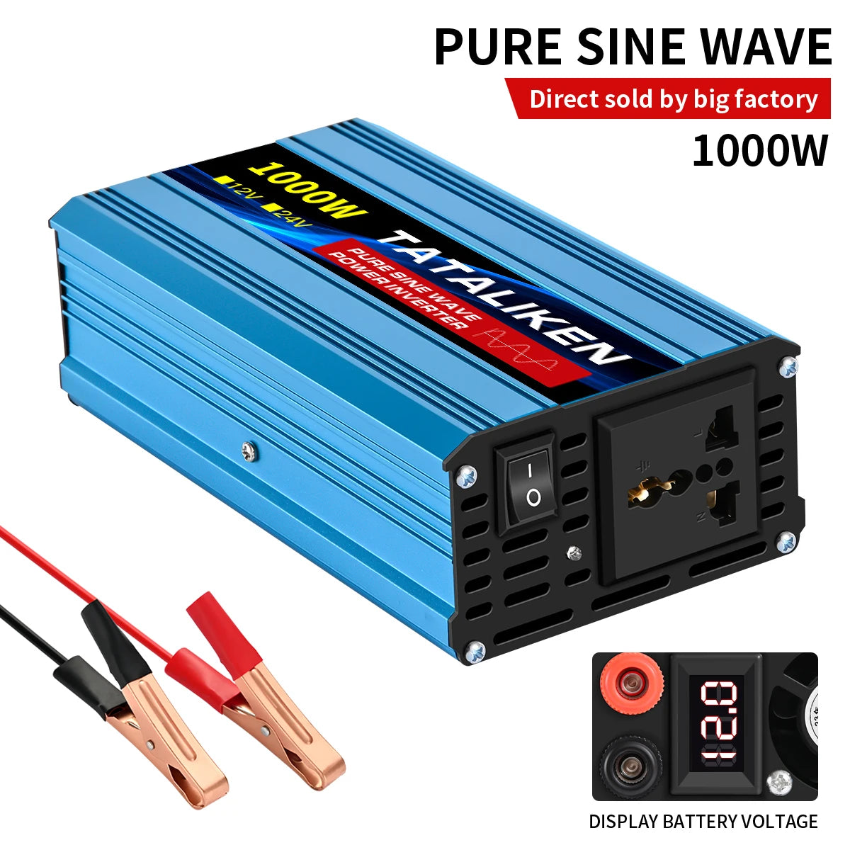 pure sine wave inverter 12V to 220V 1600W 2500W 3500W 4500W DC to AC voltage converter 12 220 mini-car power supply