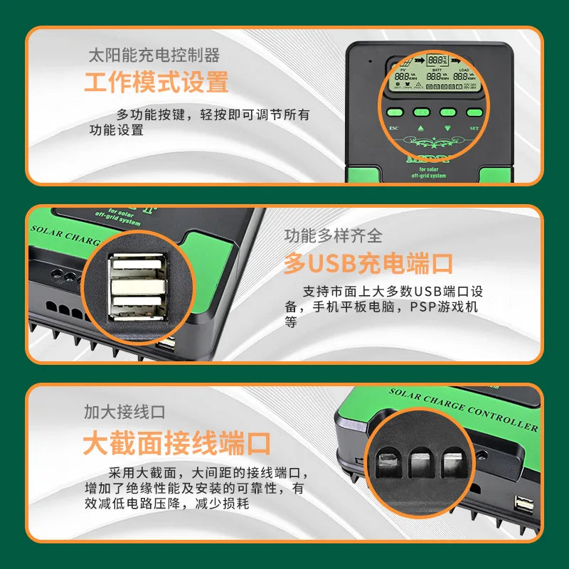 12/24V WIFI MPPT Solar Charge Controller 10/20/30/40/50/60A Solar Panel Battery Regulator LCD USB for Lifepo4 Lead Acid Lithium