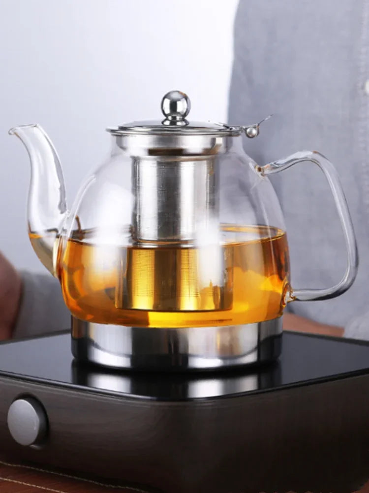 Glass Tea Pots Gas Stove Induction Cooker Water Kettle Chinese Style Teapot With Filter Heat resistant Flower Tea 800/1200ML 1pc