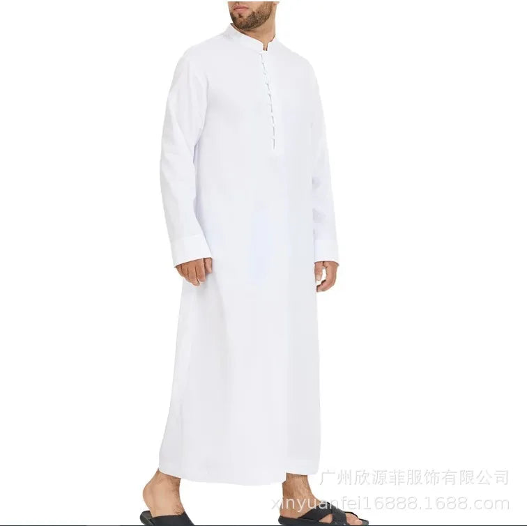 Abaya Dubai Men's Muslim Loose Stand Collar New Saudi Round Collar Hui Robe Arab Middle East Men's Clothing