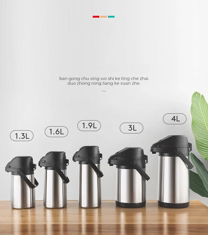 Stainless Steel Air Pressure Thermos Kettle Press-type Water Dispenser Large Capacity Office Household Water Vacuum Flasks