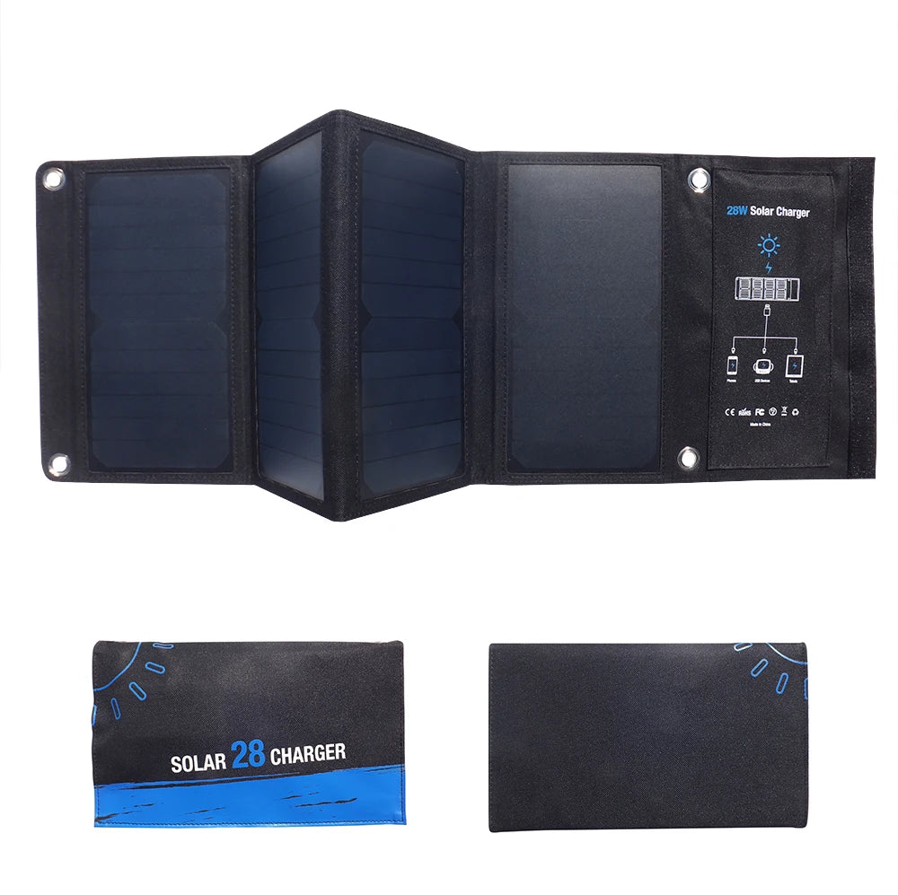 28W Solar Charger 2 USB Ports Foldable Portable Solar Phone Charger with SunPower Solar Panel for mobilephone Camping