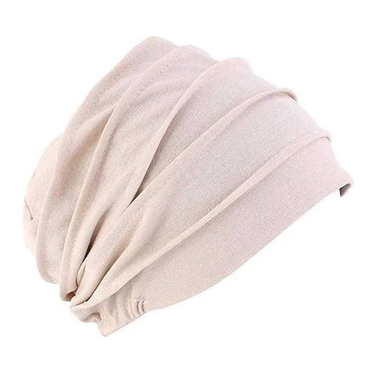 Breathable Elastic Women's Turban Hat Soft Ruffle Head Wrap Cap Lady Cancer Chemo Cap Muslim Headscarf Hat