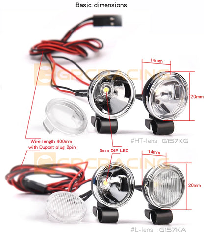 GRC RC Car 1/8 1/10 20mm Spotlight Vintage Round Remote Control Off-Road Searchlight Headlight for T4 SCX10 #G157KG/G157KA