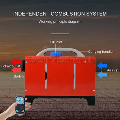 5KW 12V 24V Diesel Air Heater All in One Mini Heater with Silencer LCD Switch Remote Control for Car Bus RV Trucks SUV