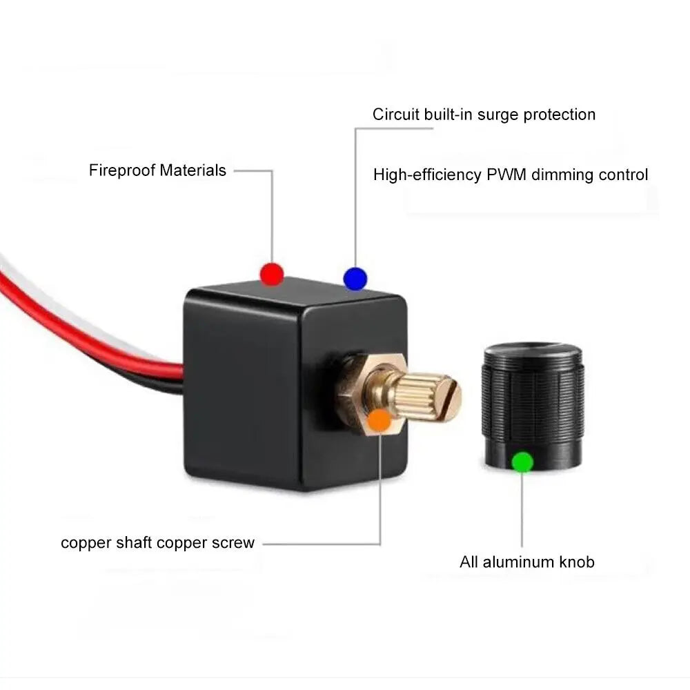 DC 12V Dimmer Switch PWM LED Dimmer Switch for Campervan Motorhome Cars Boat RV