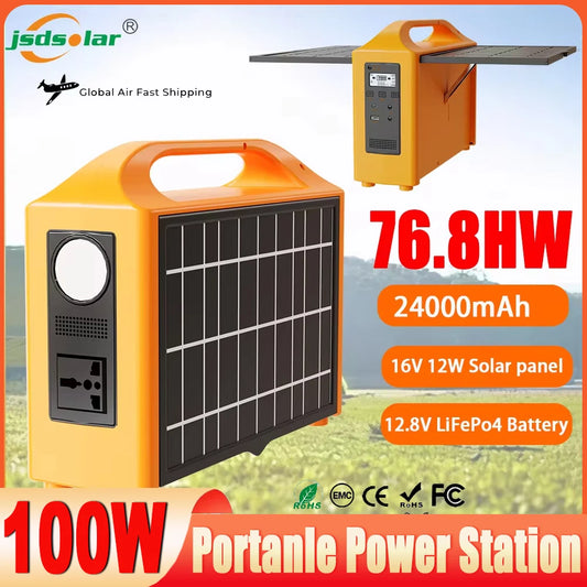 100W Portable Power Station 110V/220V Solar Power Generator UPS Charging Stations Outdoor Emergency Power Bank LED For Camping