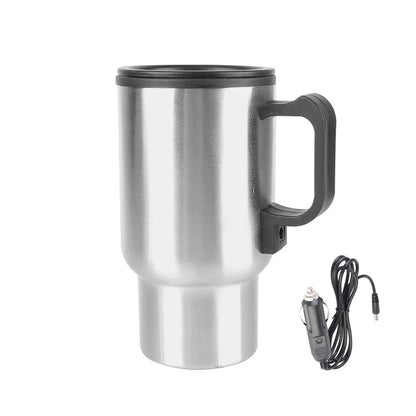 Camping Travel Kettle Water Coffee Milk Thermal Mug Vehicle Heating Cup Electric Heating Car Kettle 12V 450ml Stainless Steel