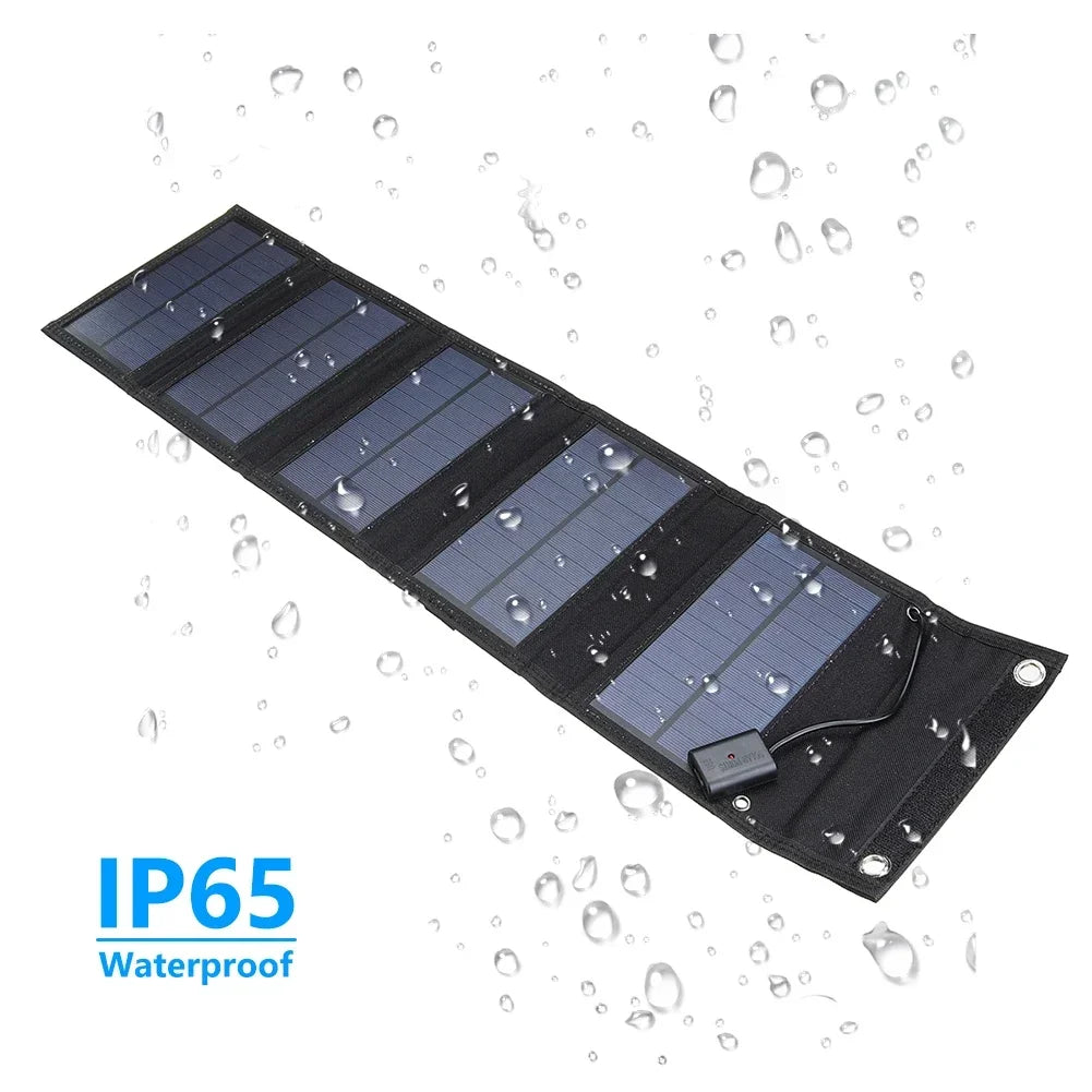 600W Fast Charging Foldable Solar  Panel USB 5V Mobile Black Solar Panel Outdoor Camping And Hiking Travel Power Bank