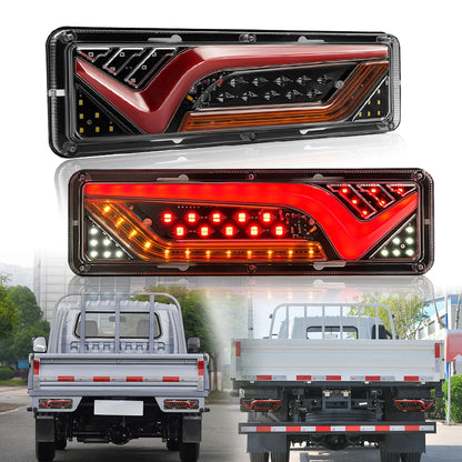 2X 12/24V Truck Tail Light waterproof shockproof LED running water turn signal Brake Lights Reverse Lorry Bus Trailer Fog lamps