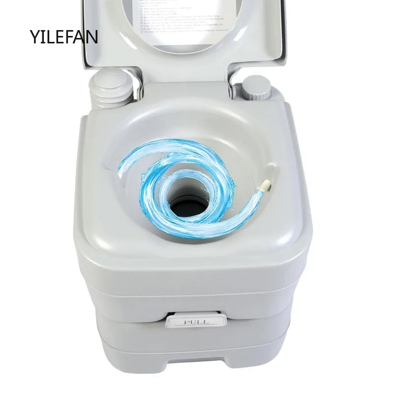 Portable Toilet 3.96 Gallon Travel RV Potty with T-type Water Outlets Anti-Leak Handle Water Pump Rotating Spout for Camping