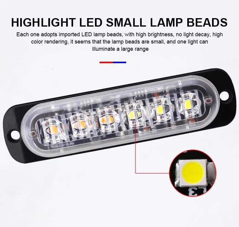 Flashing Grille Emergency 6LED Warn Police Lights For Car TRUCK Strobe Led Light 12V 24V