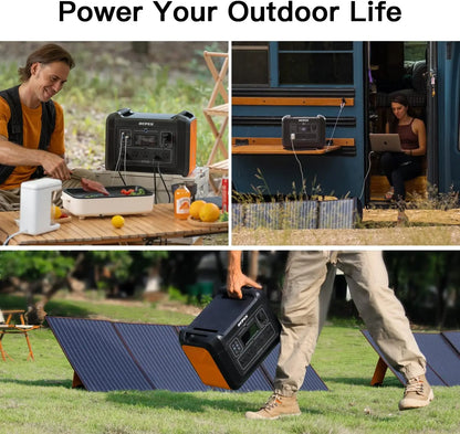 2400W Portable Power Station 2232Wh Solar Powered Generator w/ 5 AC Outlets (5000W Peak) Emergency LiFePO4 Battery Generator