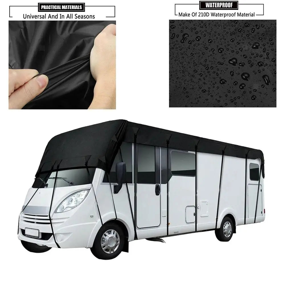 210D Motorhome Camper Top Tarp Cover RV Roof Cover Canopy Tarpaulin Waterproof Dust-proof Sunshade Anti-UV Protection