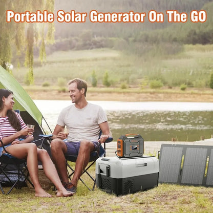 Portable Solar Generator 300W Portable Power Station with Foldable 60W Solar Panel 110V Pure Sine Wave 280Wh Lithium Battery