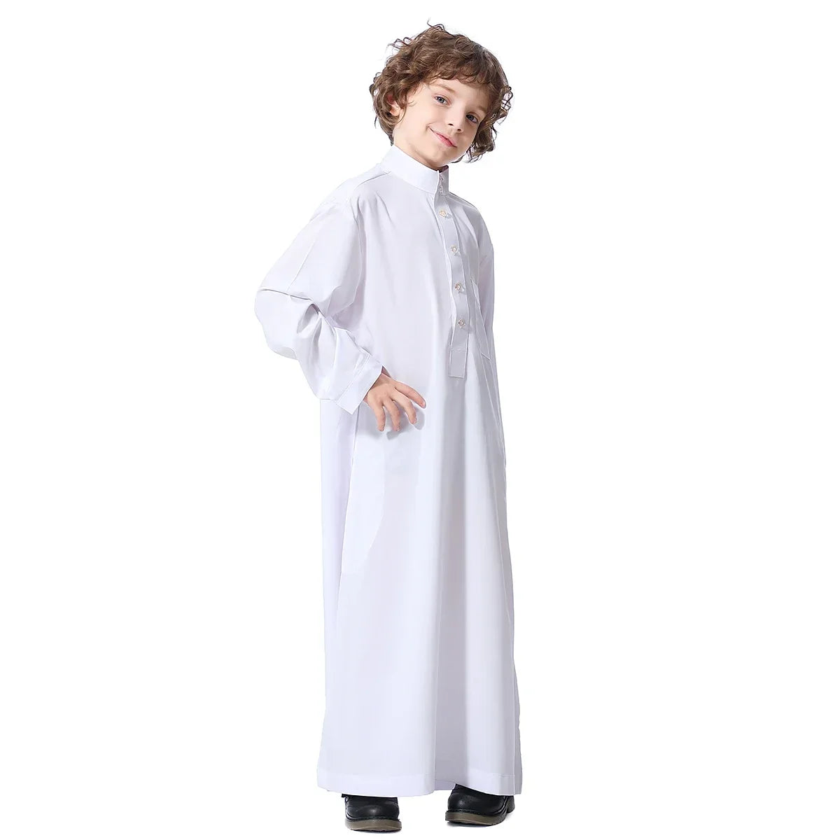 Muslim Saudi Kids Boys Dishdasha Long Sleeve Robe Thobe Dubai Islamic Abaya Middle East Arab Clothing Child Dress Kaftan Caftans