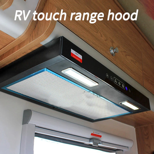 Car Kitchen Range Hood RV Vehicle Range Hood Touch Switch with Led Light Removable Cleaning Camper Caravan Mini Range Hood 12V