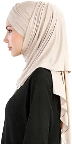 Women Turban Jersey Hijab Lightweight Soft Forehead Cross Instant Hijab Shawls and Wraps Muslim Stretch Head Scarf