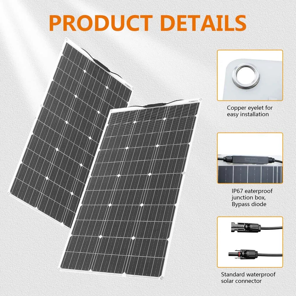 Flexible Solar Panel 300w Fotovoltaic Panel Solar 100w 12V Kit 200w Complete for Charge Battery/Motorhome/Camper Van