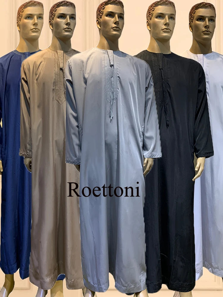 Long Sleeve Aman Abaya 1Piece Jubba Thobe For Men Kaftan Pakistan Muslim Saudi Arabia Djellaba Islam Clothing Prayer Robe Afghan