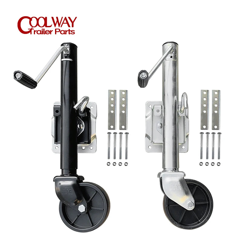 6 Inch Solid Wheel Sidewind Round Swivel Trailer Jack With Bolt On Capacity 540KG Jockey Wheel Boat RV Parts Accessories