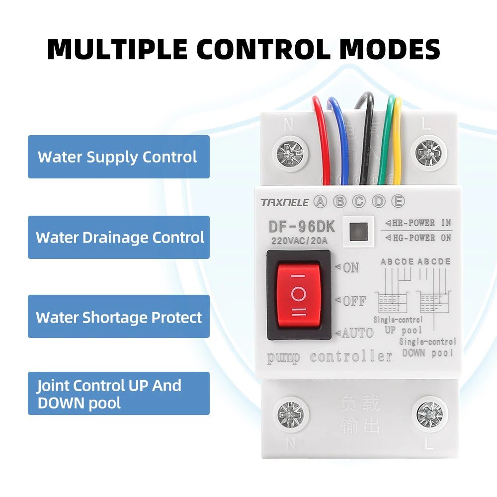 DF-96D Automatic Water Level Controller Switch 20A 220V Water tank Liquid Level Detection Sensor Water Pump Controller