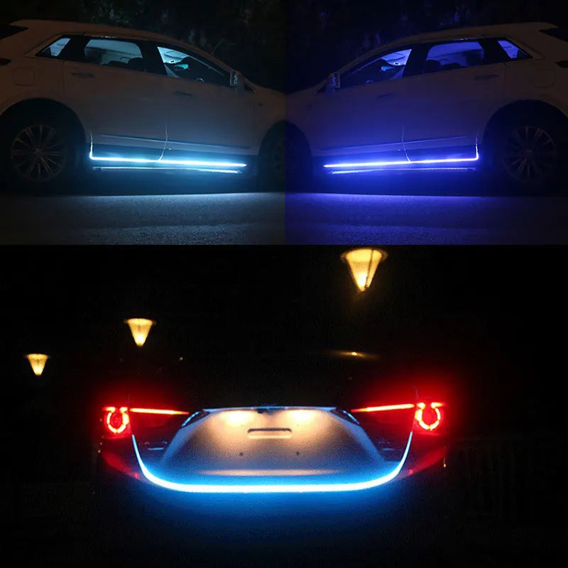 RXZ LED Daytime Running Light Scan Starting Car Hood Decorative Lights DRL Auto Engine Hood Guide Decorative Ambient Lamp 12V