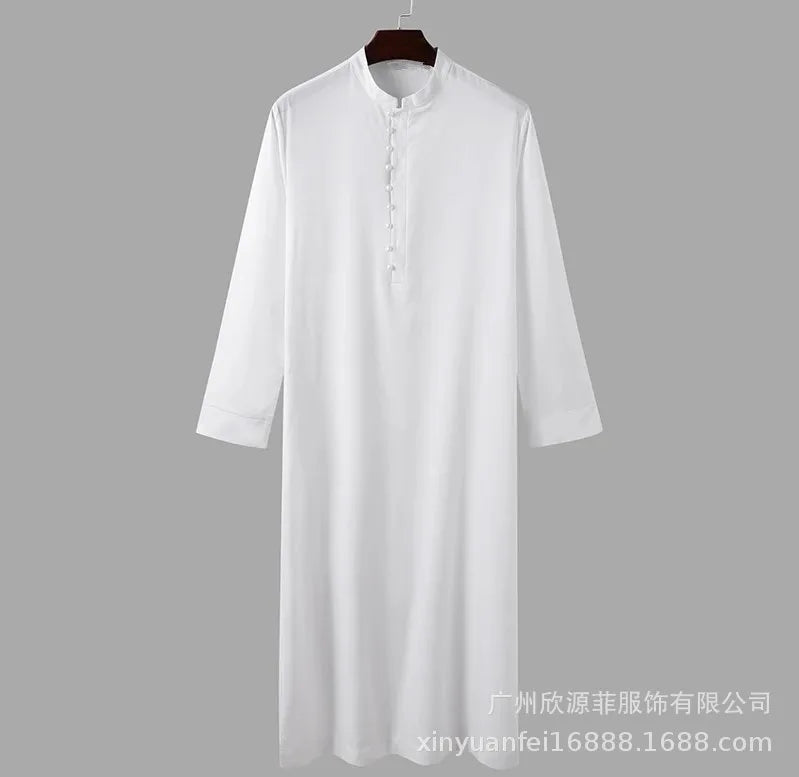 Abaya Dubai Men's Muslim Loose Stand Collar New Saudi Round Collar Hui Robe Arab Middle East Men's Clothing