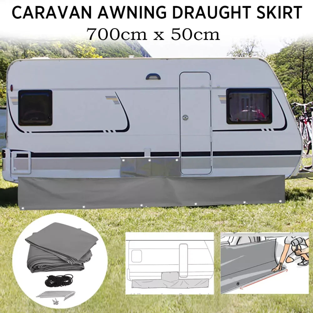 Caravan Awning Draught Skirt 700X 50cm Deep With 150x50cm Wheel Arch Covers Set For Outdoor Motorhome Draft Campervan