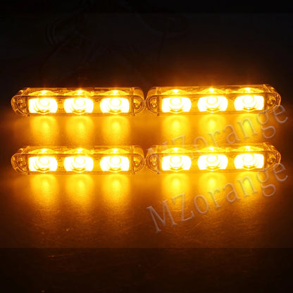 4*3 LED Police Lights for Car Led Flasher Fso Cigaretteer Grill Warning Lamp 12V Motorcycles Strobe Lights Flashlight