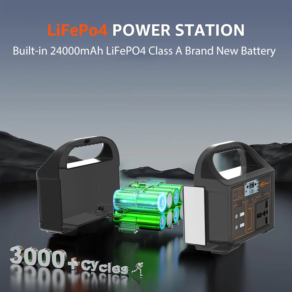 100W/300W 24000mAh LiFePO4 Portable Power Station Mobile Power Supply Solar Generator 220V/110V Station Power Bank for Camping