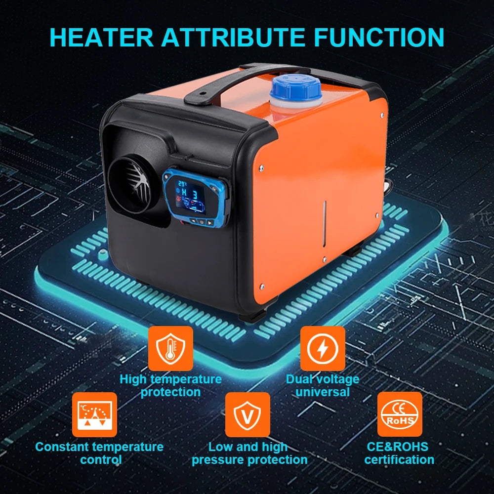 12V/24V/220V Diesel Air Heater All in One Car Heater with Silencer Remote Control for Car Truck Boat RV Parking Diesel Heater