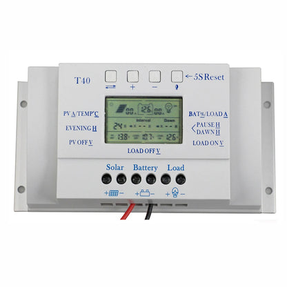 40A 20A Solar Charge Regulator Fit for Street Light System with 12V 24V Auto LCD Display Controller with Load Dual Timer Control