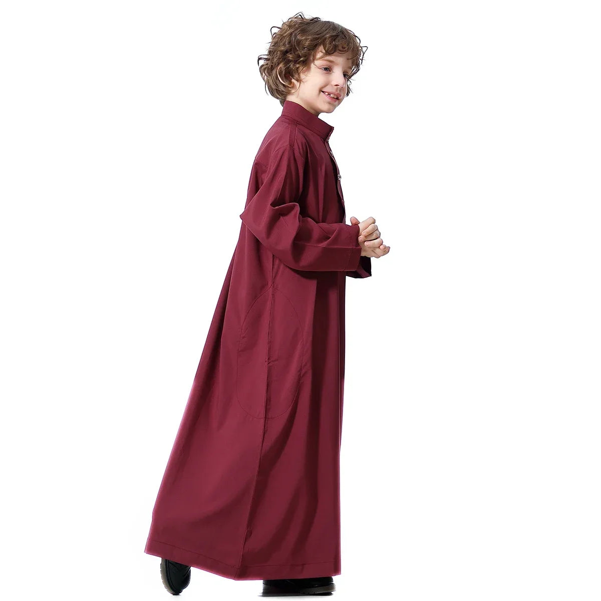 Muslim Saudi Kids Boys Dishdasha Long Sleeve Robe Thobe Dubai Islamic Abaya Middle East Arab Clothing Child Dress Kaftan Caftans