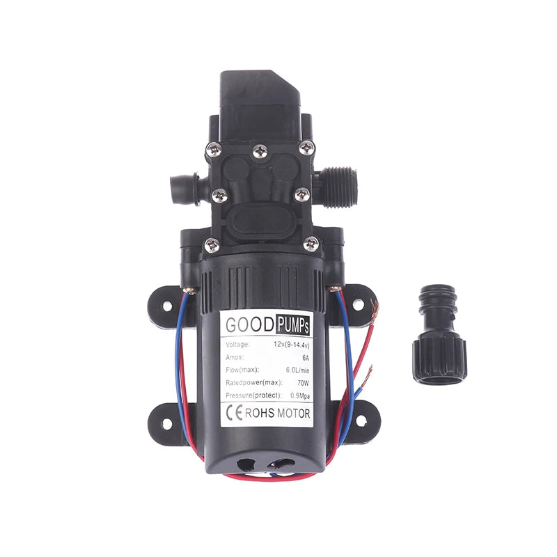 70W DC 12V Micro Electric Diaphragm Reflux Water Pumps Automatic Switch 6L/Min High Pressure Car Washing Spray Self Priming Pump