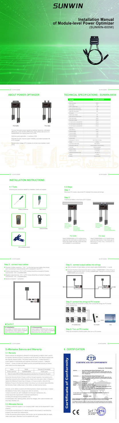 Photovoltaic intelligent optimizer 600W Solar optimizer increases panel power efficiency