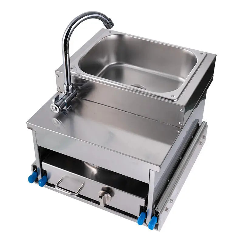 RV Stainless Steel Sink With Gas Stove Slide Out Kitchen For Camper Trailer Caravan Motorhome