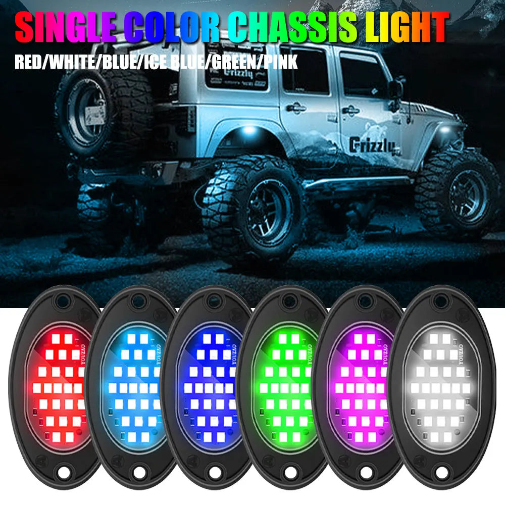 1pcs Car Chassis Light Underbody Glow LED Lights 24SMD Atmosphere Light for TV UTV Offroad Rock Lights 12v