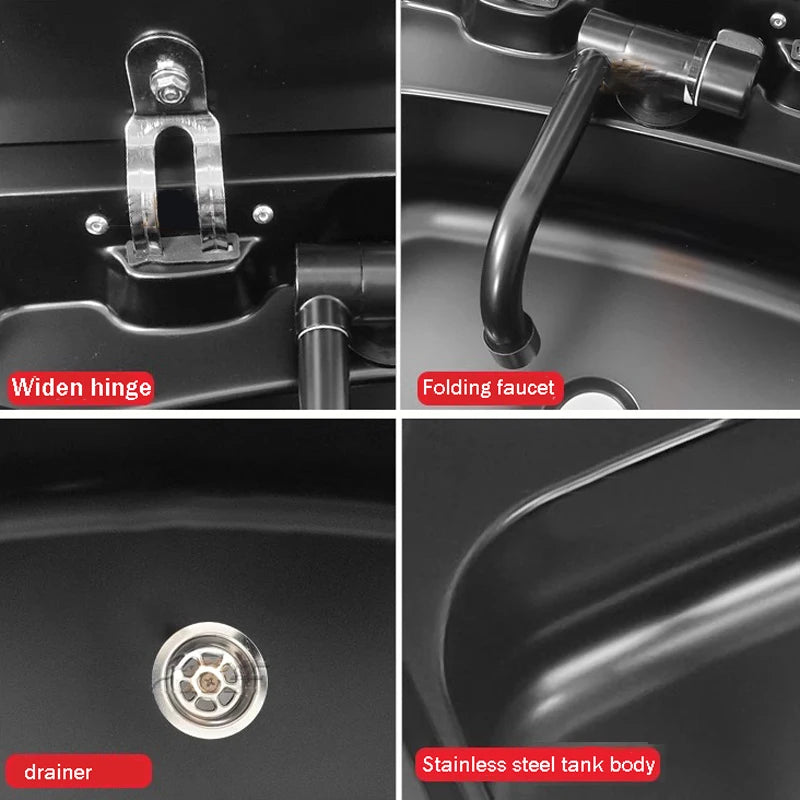 RV Specific Sink Black New Model Stainless Steel Material Covered Water Tank Hidden Vegetable Washing Basin