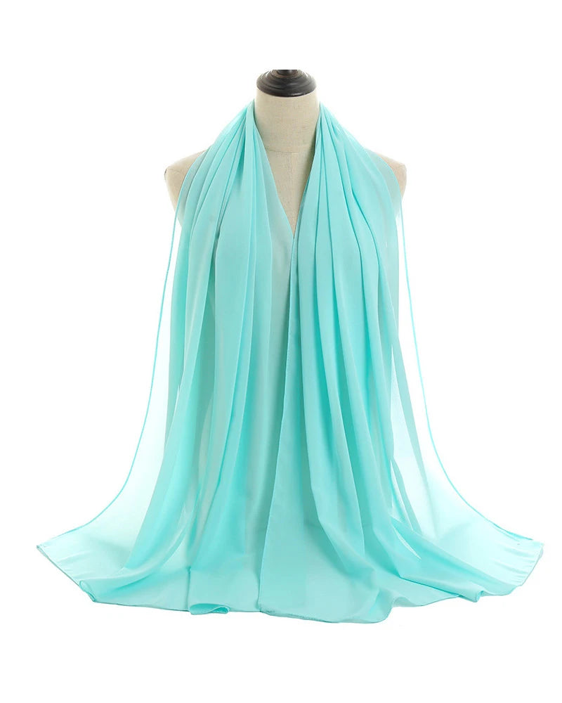 Ramadan Muslim Chiffon Hijabs For Woman Plain Color Headscarf Long Shawl Scarf Women Jersey Hijabs Ladies Islam Voile Hijab