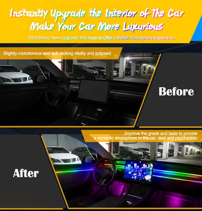 Full Color Streamer Car Ambient Lights RGB 64 Color Universal LED Interior Hidden Acrylic Strip Symphony Atmosphere Lamp