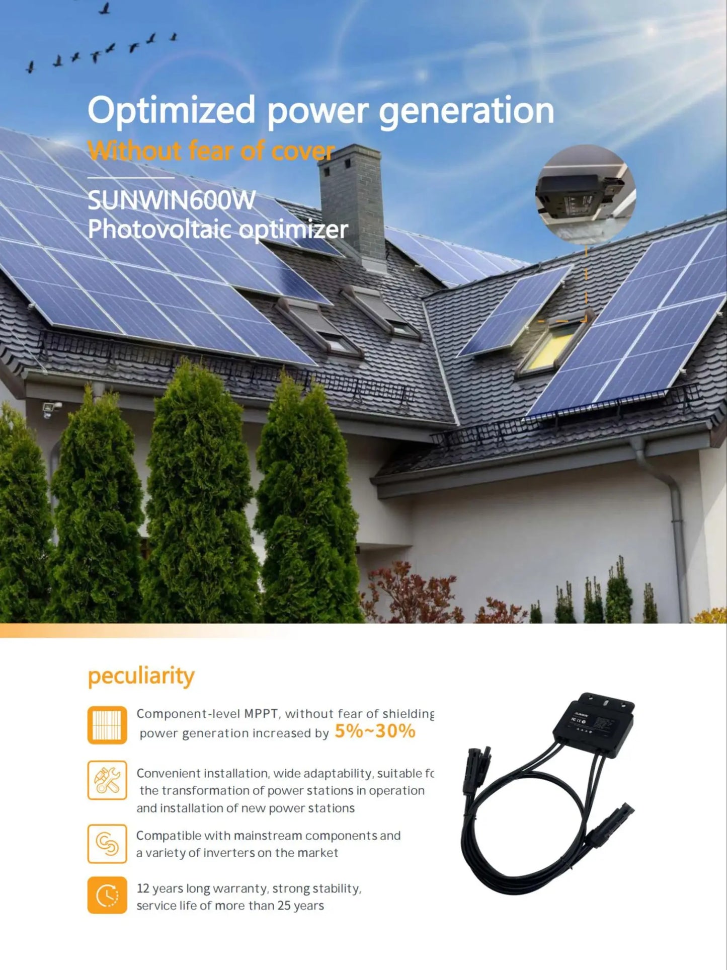 Photovoltaic intelligent optimizer 600W Solar optimizer increases panel power efficiency