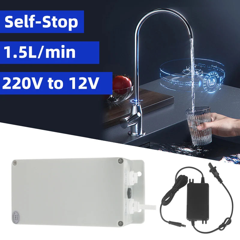 RV Electric Galley Water Pump Water Suction Pump Self-stop Water Suction Pump clamp- boat Caravan Motorhome 1.5L/min 12V