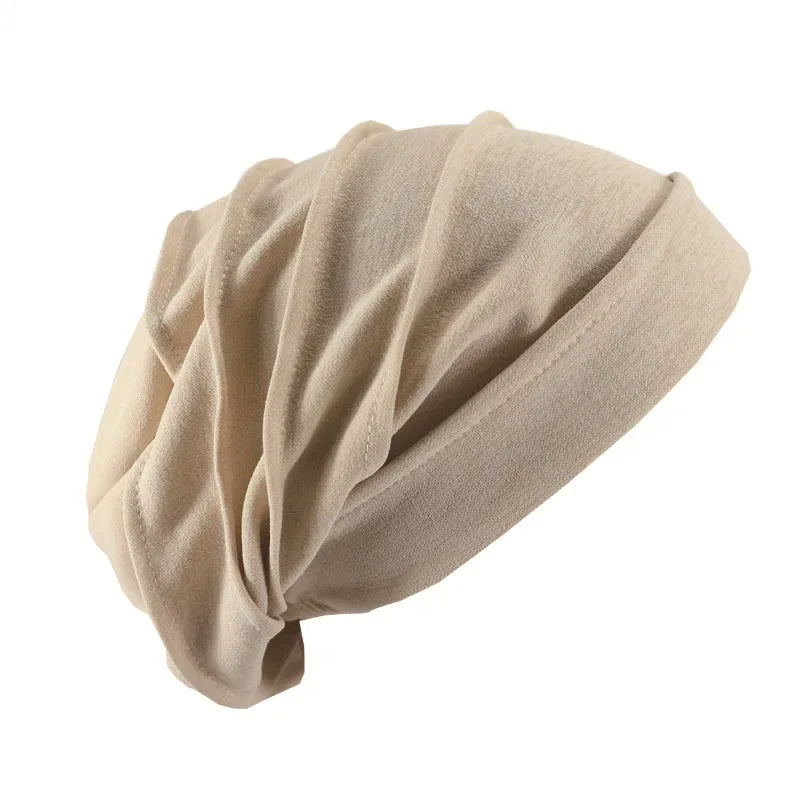 Breathable Elastic Women's Turban Hat Soft Ruffle Head Wrap Cap Lady Cancer Chemo Cap Muslim Headscarf Hat