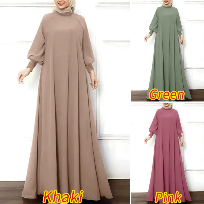 Autumn Dress 2024 ZANZEA Muslim Abaya Robe Femme Elegant Long Lantern Sleeve Solid Vestidos Kaftan Ramadan Sundress Eid Mubarek