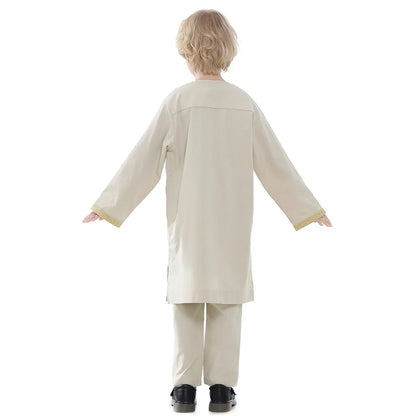 Muslim Saudi Arab Boys Robe Dishdasha Kids Abaya Kaftan Prayer Islam Clothing Long Sleeve Thobe Middle East Teenage Dress Dubai