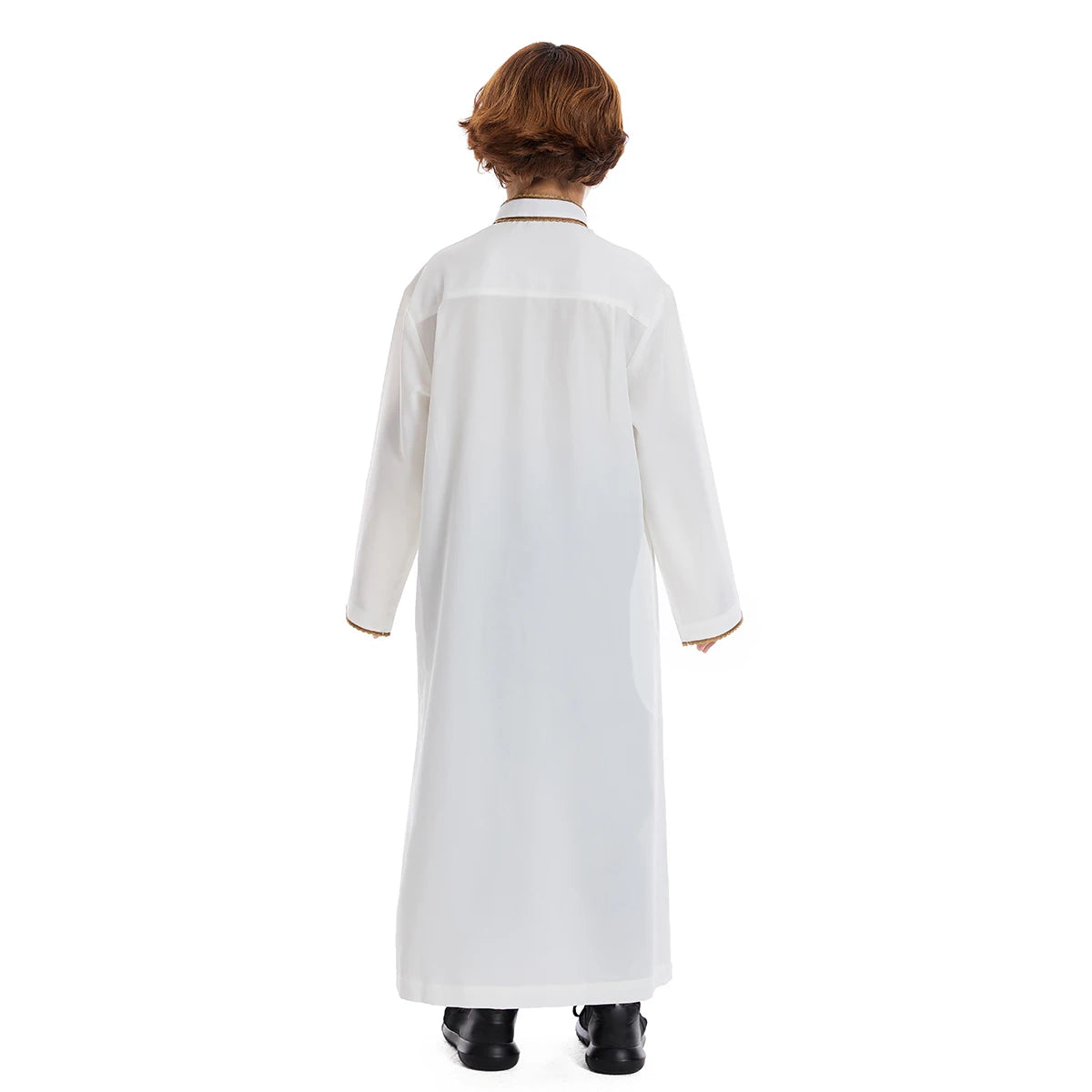 Luxury Muslim Thobe Boys Saudi Dress Kids Islamic Clothing Turkish Arab Dubai Black White Yellow Abaya Children TH881