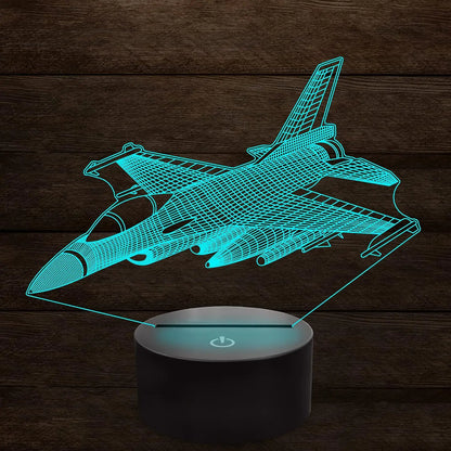 3D Visual Airplane Night Light Aircraft LED Desk Lamp 16 Colors Change Smart Touch Remote Control LED Bedside Table Desk Lamp