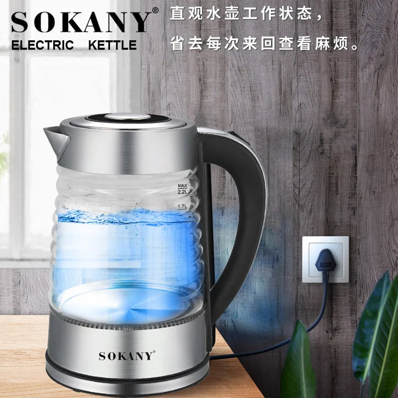 2.2L Portable Kettle Electric Tea Pot Smart Glass Stainless Steel Coffee Teapot Port Kitchen 220V For Boiling Water AU 전기포트 주전자